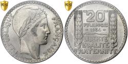 World Coins - France, 20 Francs, Turin, 1934, Paris, Silver, PCGS, MS(64), Le Franc:F.400
