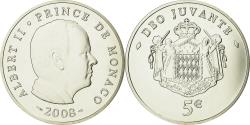 World Coins - Monaco, 5 Euro, Prince Albert, 2008, BU, , Silver, Gadoury:MC199