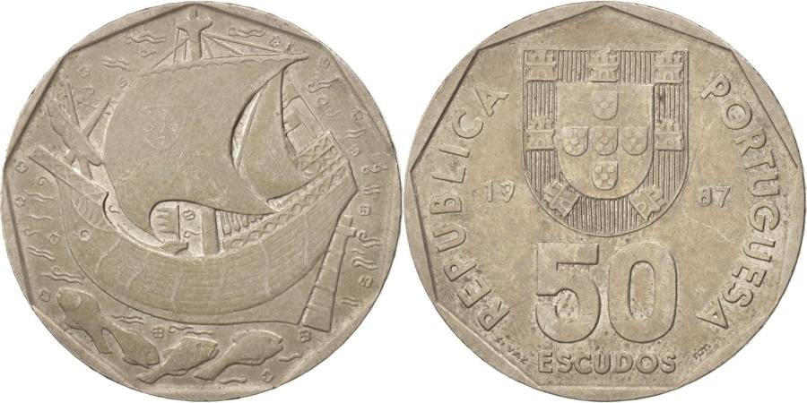 World Coins - Portugal, 50 Escudos, 1987, , Copper-nickel, KM:636