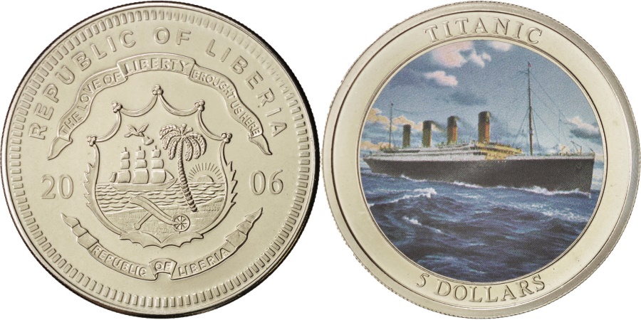 Liberia, Titanic, 5 Dollars, 2006, , Cupro-nickel | African Coins