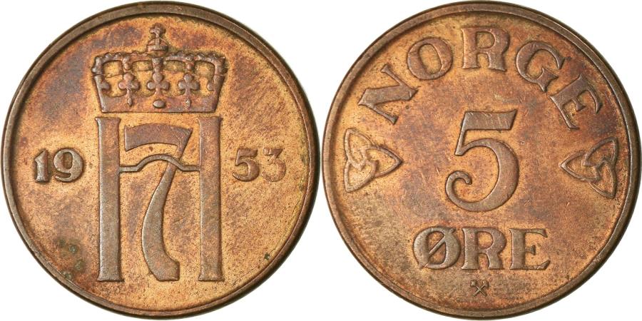 World Coins - Coin, Norway, Haakon VII, 5 Öre, 1953, , Bronze, KM:400