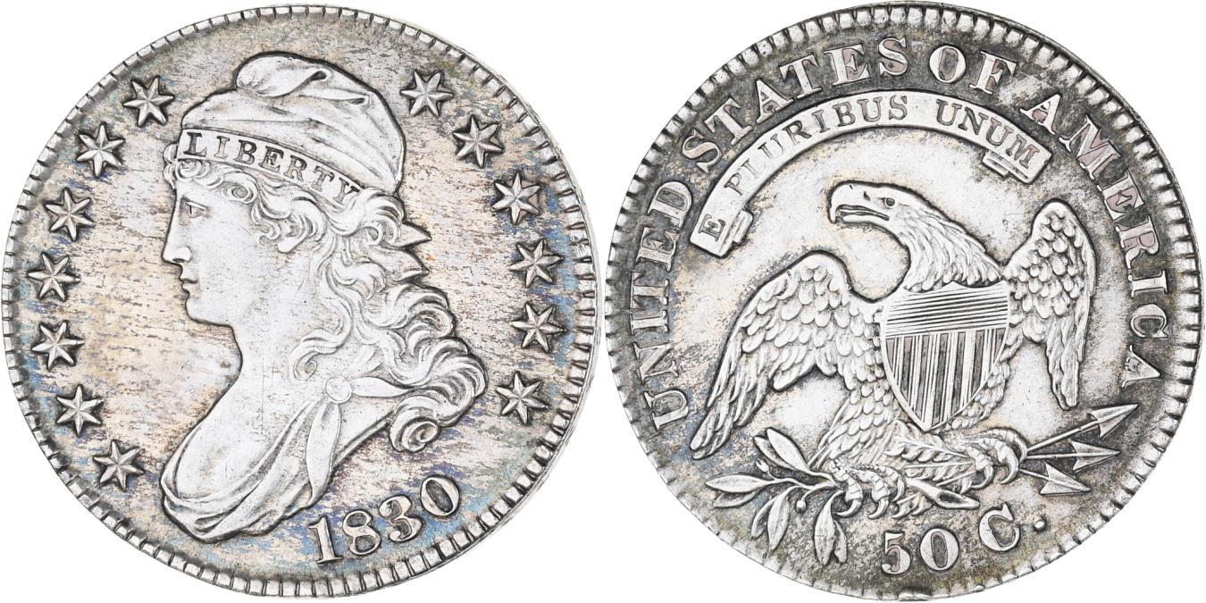 Coin, United States, Capped Bust, Half Dollar, 1830, U.S. Mint ...