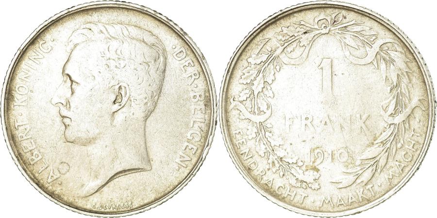 World Coins - Coin, Belgium, Franc, 1910, , Silver, KM:73.1