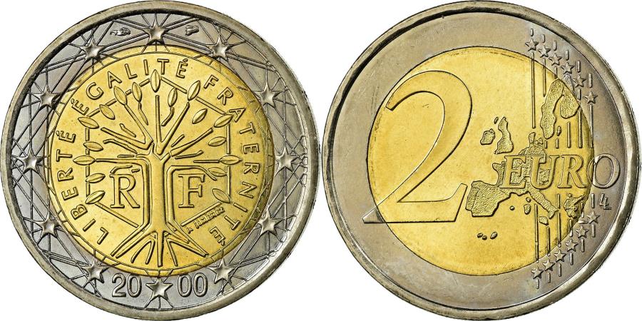 France 2 Euro 2000 Bi Metallic KM 1289 European Coins