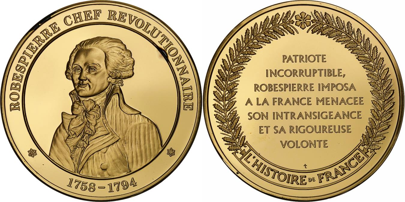 France, Medal, Robespierre, Gold plated silver, L'Histoire de France,