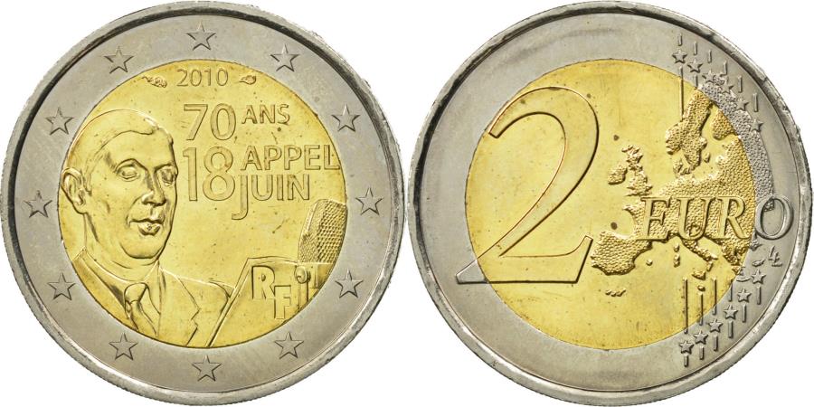Pièce 2 Euros Général De Gaulle Valeur