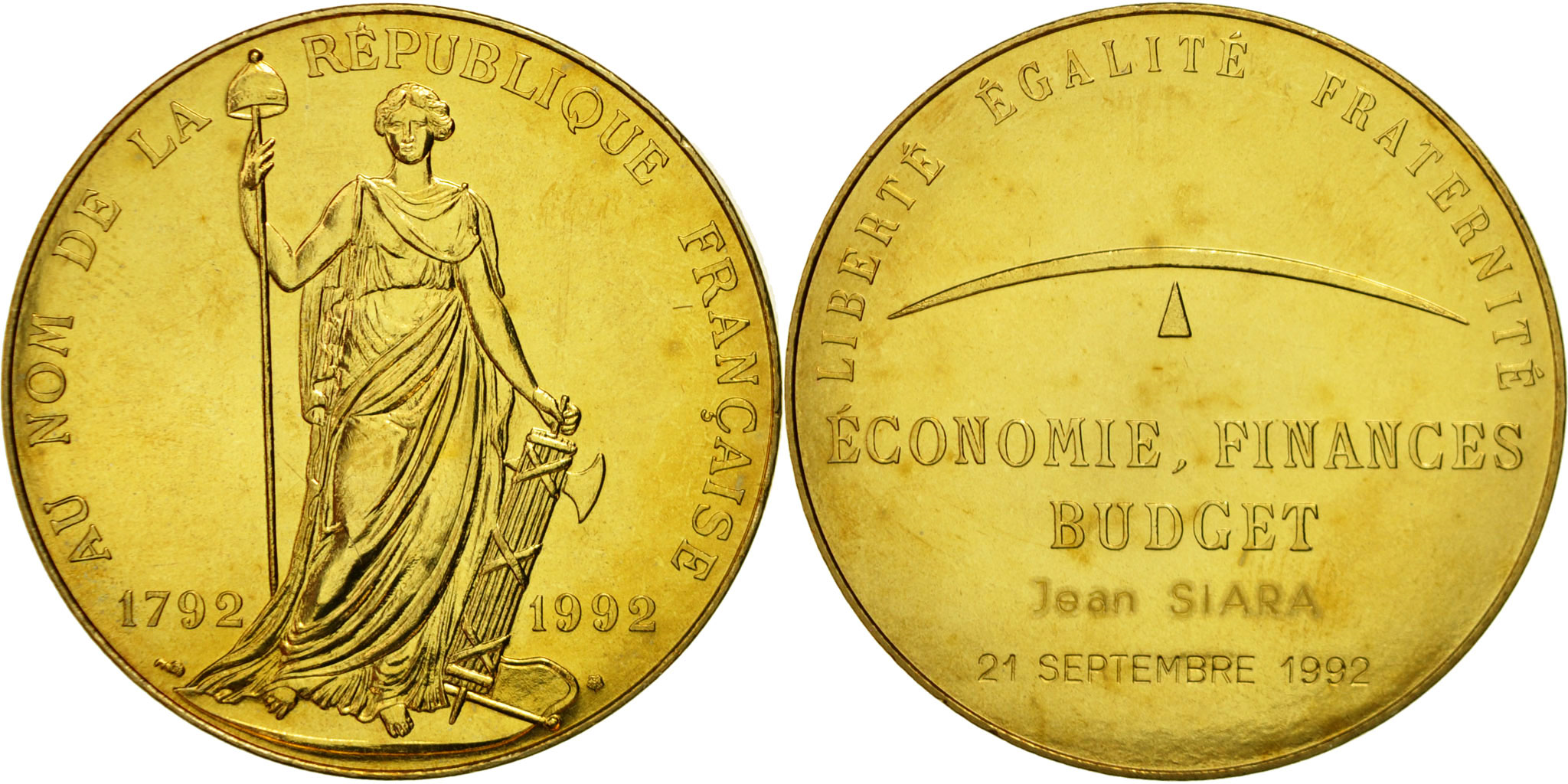 France, Medal, Economie, Au Nom de la République Française, 1992,