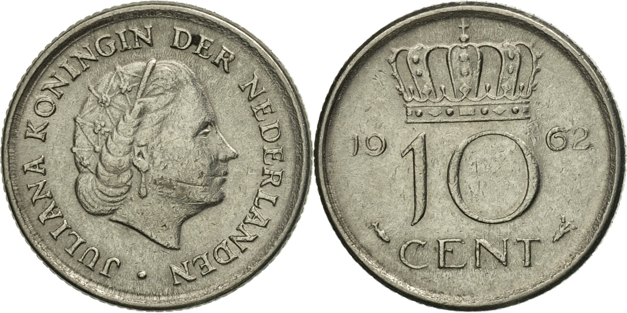 Coin, Netherlands, Juliana, 10 Cents, 1962, , Nickel, KM:182