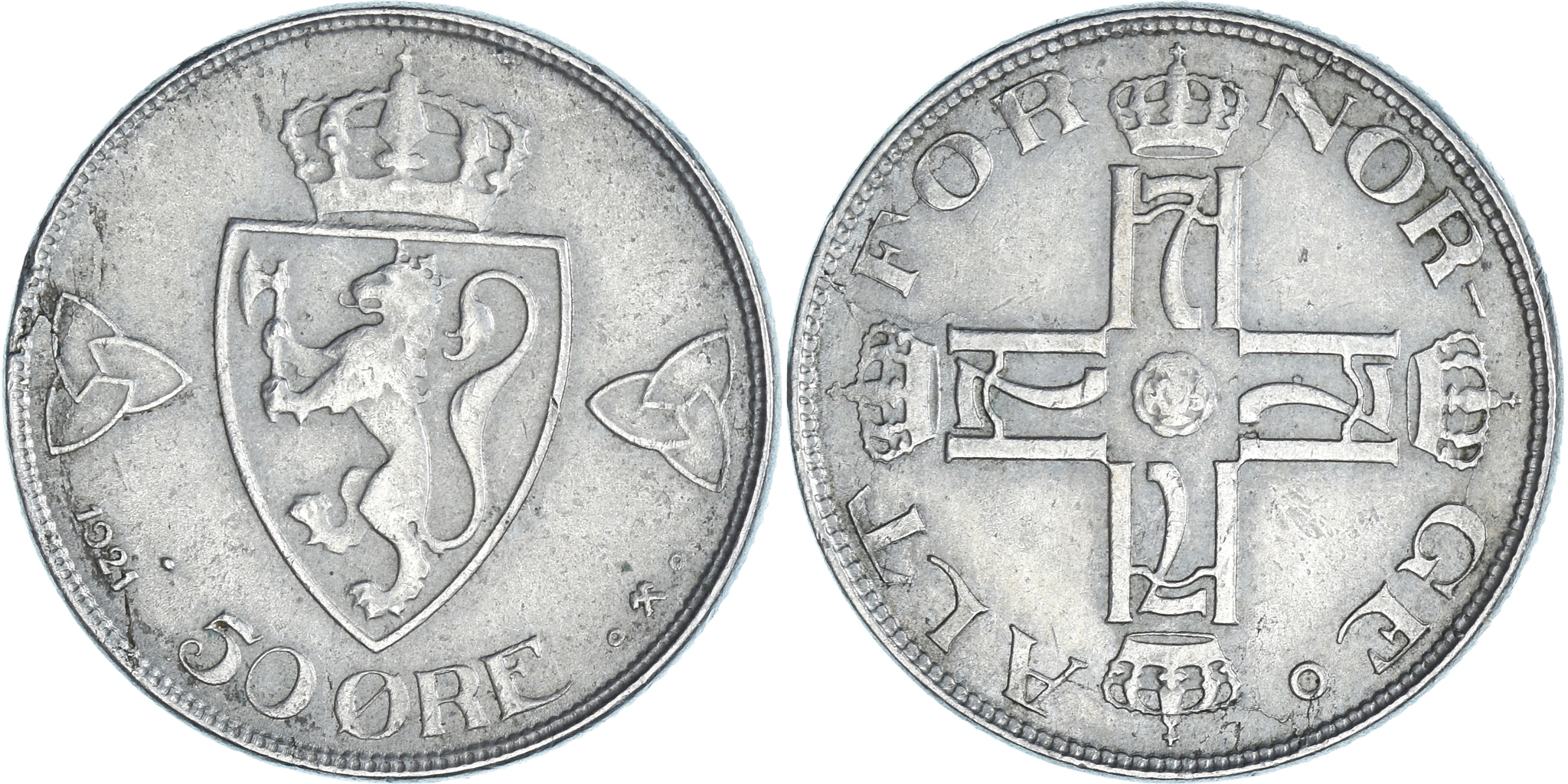 Coin, Norway, 50 Öre, 1921 | European Coins