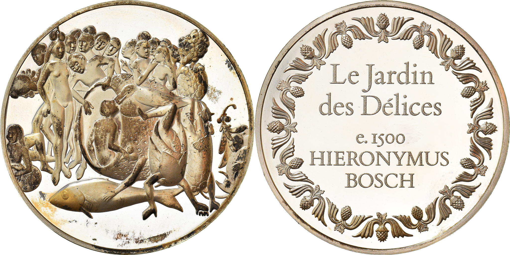 France, Medal, Le Jardin des Délices, Hieronimus Bosch, , Silver