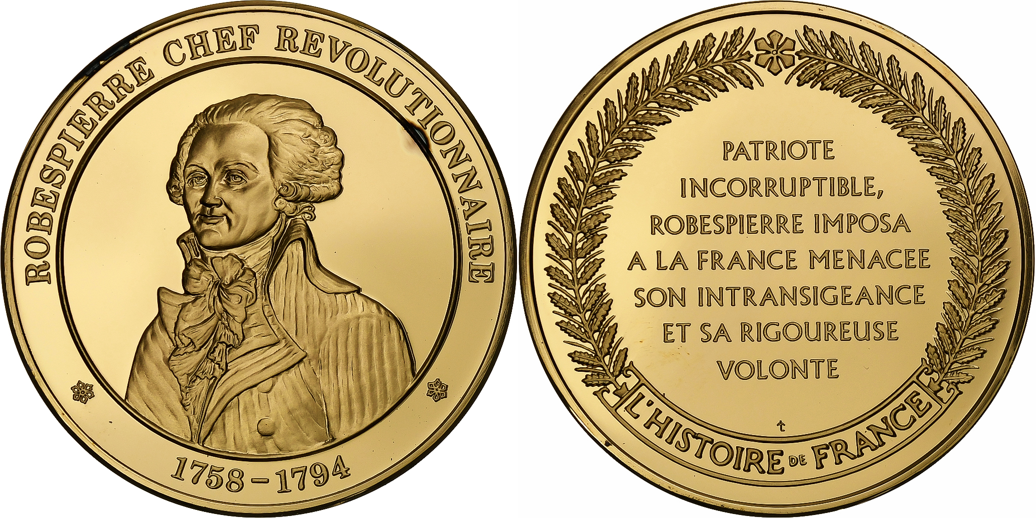 France, Medal, Robespierre, Gold plated silver, L'Histoire de France,