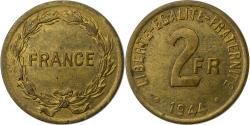 World Coins - France, 2 Francs, France Libre, 1944, Philadelphia, Brass,