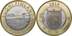 World Coins - Finland, 5 Euro, Black-throated loon, 2014, Vantaa, Bi-Metallic, , KM:208