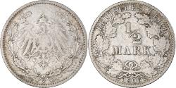 World Coins - Coin, GERMANY - EMPIRE, 1/2 Mark, 1906, Hambourg, , Silver, KM:17