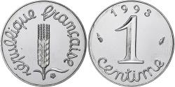 World Coins - France, Centime, Épi, 1993, Paris, Proof, Stainless Steel,