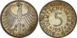 World Coins - Federal Republic of Germany, 5 Mark, 1951, Stuttgart, Silver,