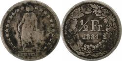 World Coins - Coin, Switzerland, 1/2 Franc, 1881, Bern, , Silver, KM:23