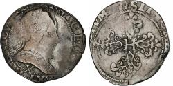 World Coins - France, Henri III, Franc au Col Plat, 1584, Amiens, Silver,