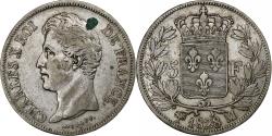 World Coins - France, Charles X, 5 Francs, 1828, Marseille, Silver,