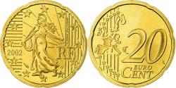 World Coins - France, 20 Euro Cent, 2002, BE, , Brass, KM:1286