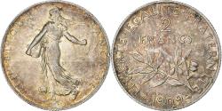 World Coins - Coin, France, Semeuse, 2 Francs, 1909, Paris, , Silver, KM:845.1