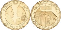 World Coins - France, Medal, Pierre et Marie Curie, Collection Panthéon, Copper-Nickel Gilt