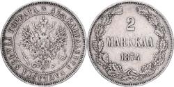 World Coins - Coin, Finland, Alexander II, 2 Markkaa, 1874, Helsinki, , Silver