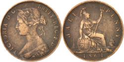 World Coins - Coin, Great Britain, Victoria, 1/2 Penny, 1861, , Bronze, KM:748.2