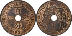 World Coins - French Indochina, 1 Centième, 1903, Paris, Bronze,