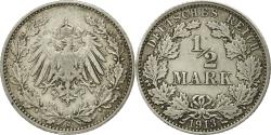 World Coins - Coin, GERMANY - EMPIRE, 1/2 Mark, 1913, Hambourg, , Silver, KM:17