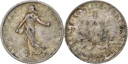 World Coins - France, Franc, Semeuse, 1909, Paris, Silver, , Gadoury:467, KM:844.1