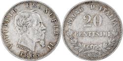 World Coins - Coin, Italy, Vittorio Emanuele II, 20 Centesimi, 1863, Milan, , Silver