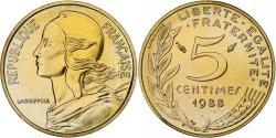 World Coins - France, 5 Centimes, Marianne, 1988, Paris, FDC, Aluminum-Bronze,