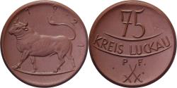 World Coins - Weimar Republic, Stadt Luckau, 75 Pfennig, 1921, , Porcelain