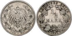 World Coins - GERMANY - EMPIRE, 1/2 Mark, 1905, Stuttgart, Silver,