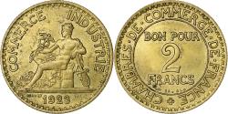 World Coins - France, 2 Francs, Chambre de commerce, 1923, Paris, Cupro-Aluminium,