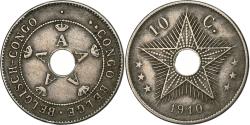 World Coins - Belgian Congo, Albert I, 10 Centimes, 1910, Heaton, Copper-nickel,