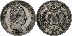 World Coins - Italy, Carlo Felice, 5 Lire, 1829, Genoa, Silver,