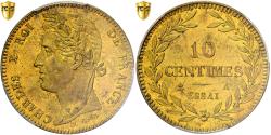 World Coins - France, Charles X, 10 Centimes, n.d., Paris, Pattern, Brass, PCGS,