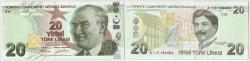 World Coins - Banknote, Turkey, 20 Lira, Undated (2009), KM:224, UNC(65-70)