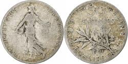 World Coins - France, 50 Centimes, Semeuse, 1901, Paris, Silver,