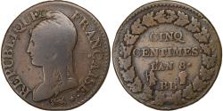 World Coins - France, 5 Centimes, Dupré, AN 8 (1799-1800), Strasbourg, Bronze,