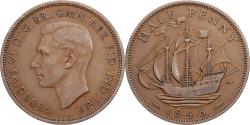 World Coins - Great Britain, 1/2 Penny, 1946, Royal Mint, Bronze,