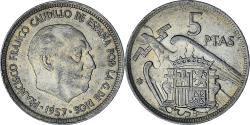 World Coins - Spain, Caudillo and regent, 5 Pesetas, 1957 (60), Copper-nickel,