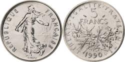 World Coins - France, 5 Francs, Semeuse, 1990, MDP, série FDC, Copper-nickel,