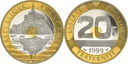 World Coins - Coin, France, Mont Saint Michel, 20 Francs, 1999, Paris, Proof,