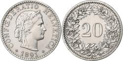 World Coins - Switzerland, 20 Rappen, Libertas, 1891, Bern, Nickel,