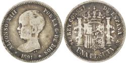 World Coins - Coin, Spain, Alfonso XIII, Peseta, 1891, , Silver, KM:691