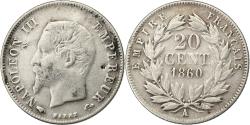 World Coins - France, Napoleon III, 20 Centimes, 1860, Paris, Silver, , Gadoury:305