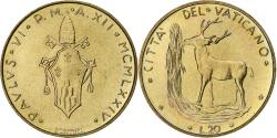 World Coins - Vatican, Paul VI, 20 Lire, 1974 / Anno XII, Rome, Aluminum-Bronze,